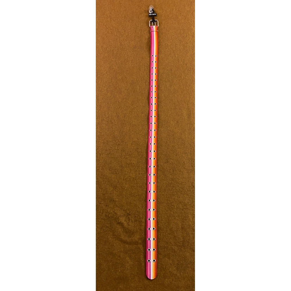 Hot Topic Unisex XXL Pink Orange Striped Grommet Web Belt New